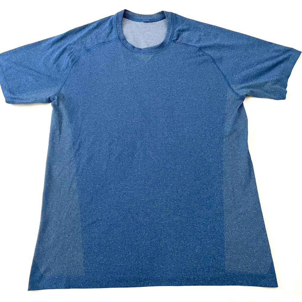 Lululemon Metal Vent Tech Short Sleeve Shirt Mens XL Blue Stretch Wicking